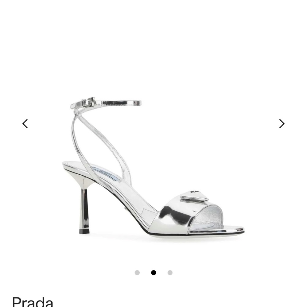 PRADA Modellerie 75 logo-plaque metallic-leather sandal 38.5